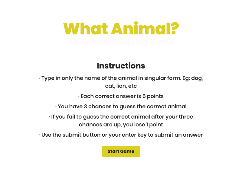 Animal Name Guessing
