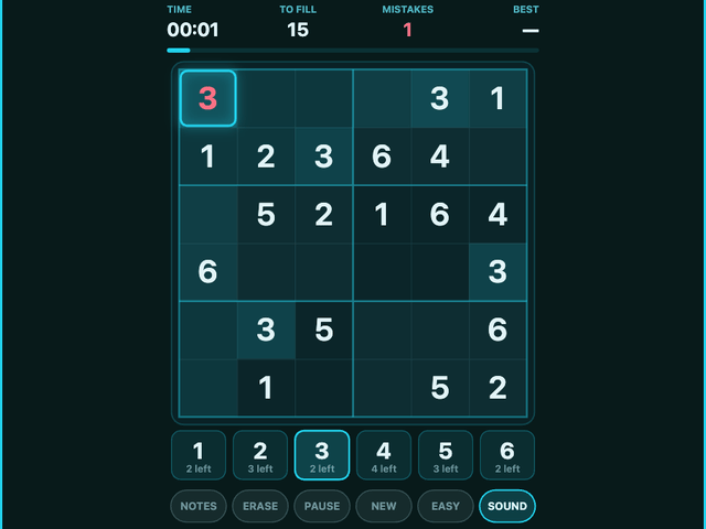 Sudoku Sixes