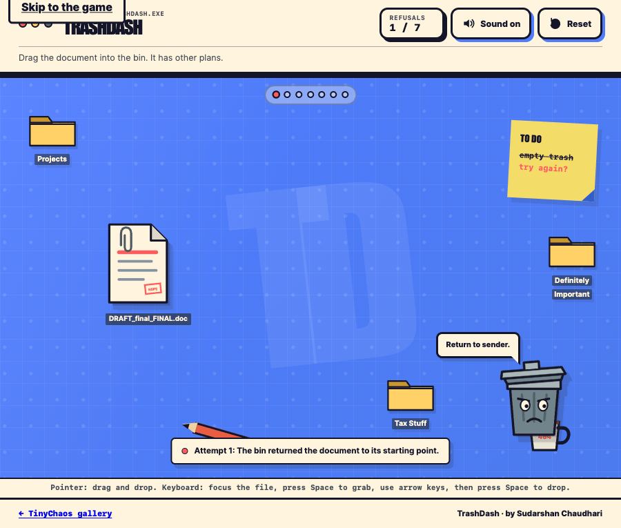 TrashDash — A stubborn little trash bin