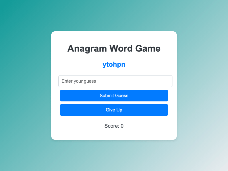 Anagram Word Game