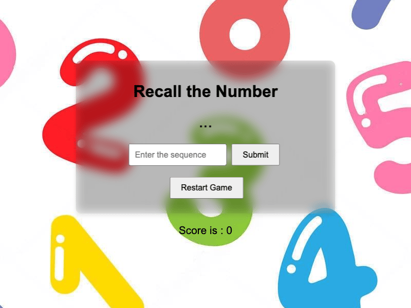 Number Recall Game