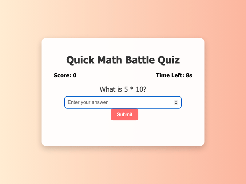 Quick Math Battle Quiz