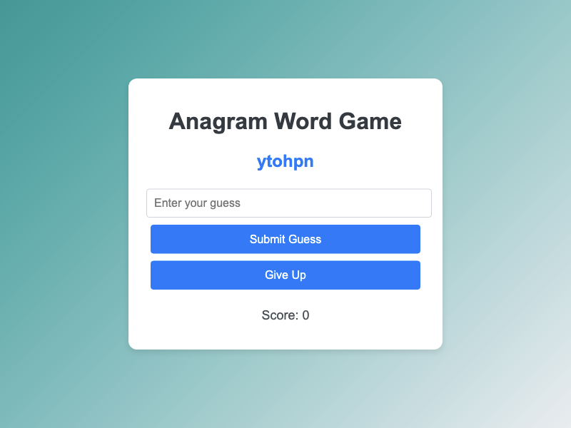Anagram Word Game