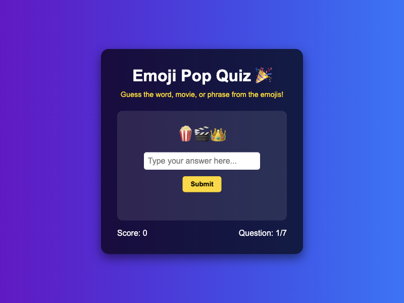 Emoji Pop Quiz