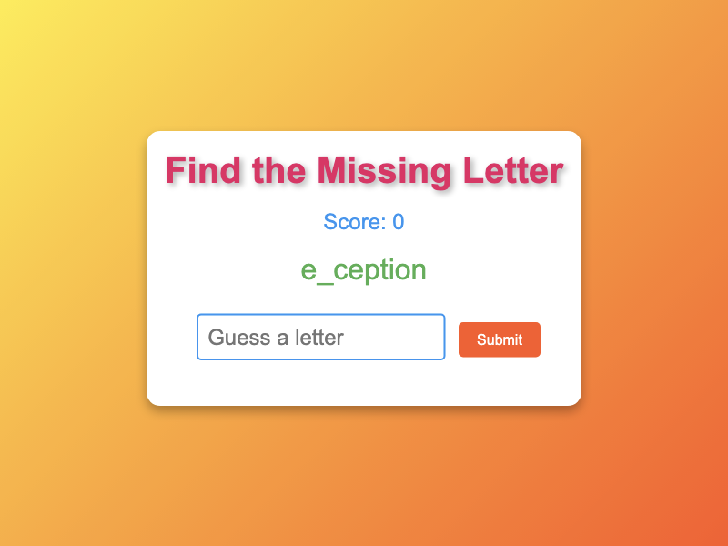 Find The Missing Letter