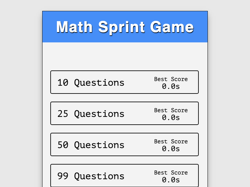 Maths Sprint Game