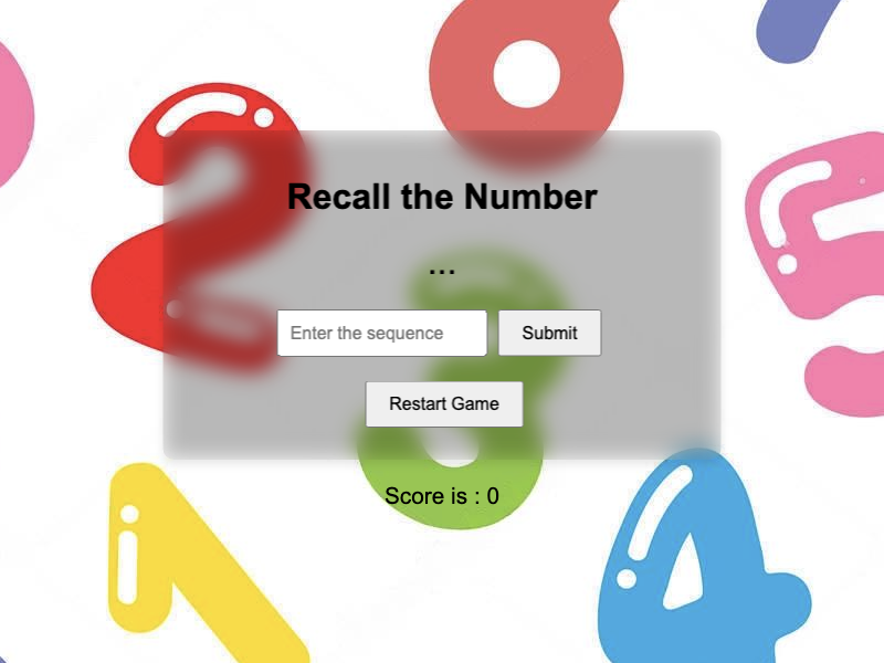 Number Recall Game