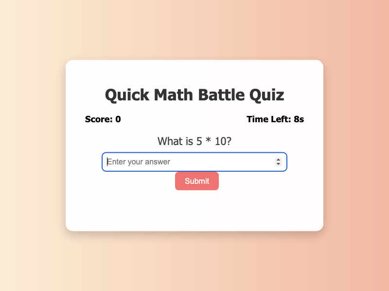 Quick Math Battle Quiz
